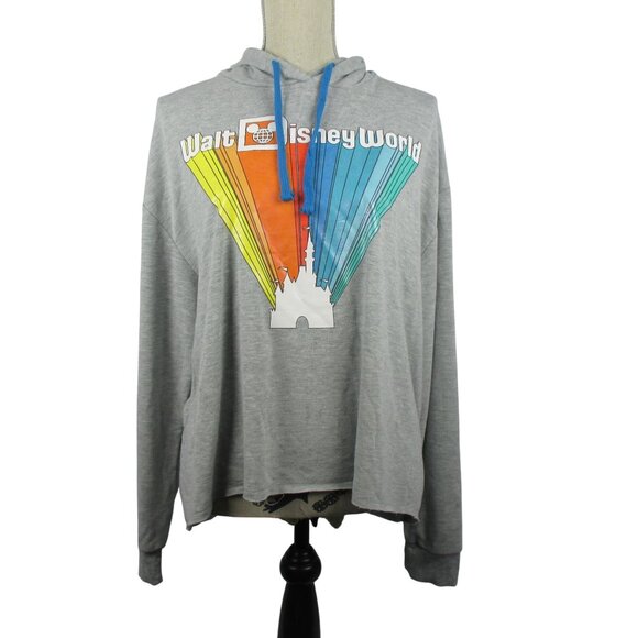 Walt Disney World Hoodie Pullover Sweatshirt Rainbow Castle Womens Size XL Gray - Picture 1 of 6
